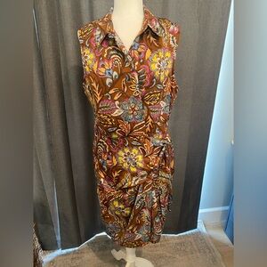 Anthropologie Drew Women's Brown Wrap Dress Tie Around Waist Size L $286